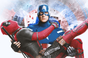 Captain America Holding Deadpool Wallpaper