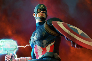 Captain America Mjolnir And Shield 4k
