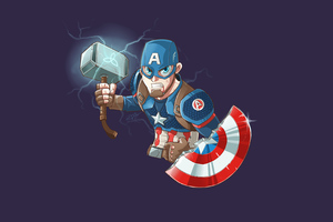 Captain America Mjolnir Art 4k