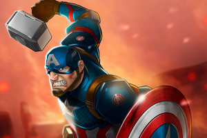 Captain America Mjolnir Art Hd Wallpaper