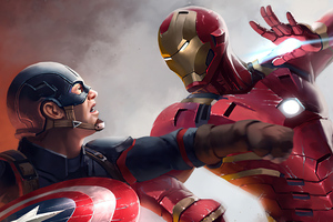 Captain America Vs Iron Man Civil War Art 4k (2048x2048) Resolution Wallpaper