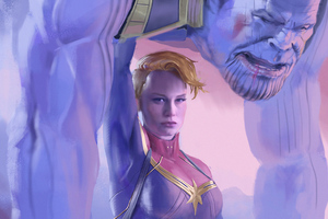 Captain Marvel Defeated Thanos (1152x864) Resolution Wallpaper