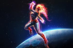 Captain Marvel Rises (1366x768) Resolution Wallpaper
