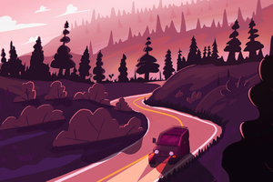 Car Drive Road Illustration 4k (1600x1200) Resolution Wallpaper