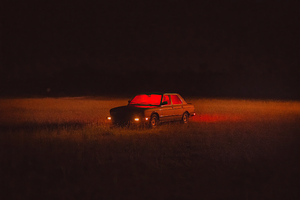 Car Night Field Dark 4k Wallpaper