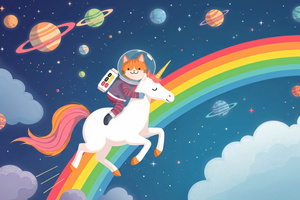 Cat Astronaut Rainbow Unicorn (1280x1024) Resolution Wallpaper