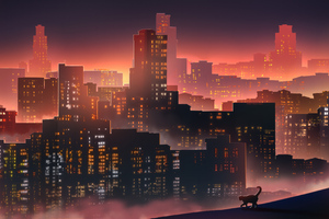 Cat In Big City Life (3840x2400) Resolution Wallpaper