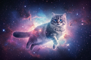 Cat In Galaxy (2560x1700) Resolution Wallpaper