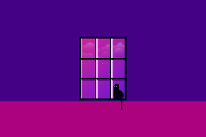 Cat Sitting Window Minimal 8k Wallpaper