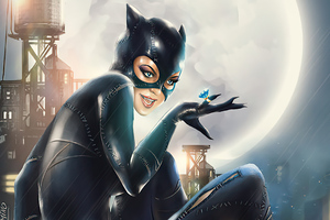 Catwoman Gotham City 4k (2560x1024) Resolution Wallpaper