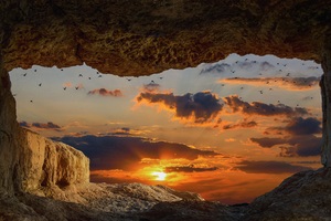 Cave Rock Sunset 8k (2932x2932) Resolution Wallpaper