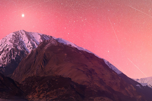 Celestial Peaks Embracing The Starlit Mountains (1280x720) Resolution Wallpaper