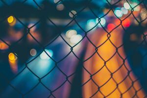 Chain Fence Long Exposure Orange Blue Blur 4k