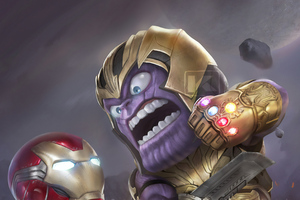 Chibi Iron Man And Thanos