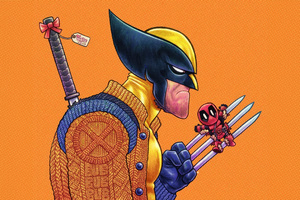 Chibi Wolverine X Deadpool (1336x768) Resolution Wallpaper