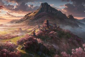 Chinese Temple In Mountains (1680x1050) Resolution Wallpaper