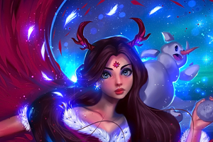 Christmas Girl With Snow Olaf (1366x768) Resolution Wallpaper
