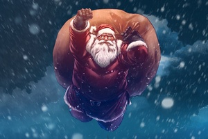 Christmas Santa Digital Art (1024x768) Resolution Wallpaper
