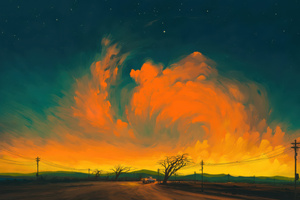 Cinematic Sky Landscape Wavy Clouds (1600x1200) Resolution Wallpaper