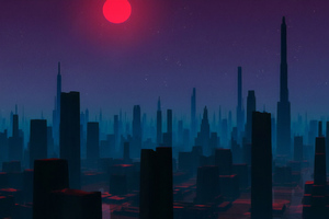 City Cyber Night Digital Art (320x240) Resolution Wallpaper