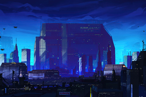 City Futuristic Morning Blue Sense 5k Wallpaper