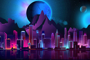 City Futuristic Retro 8k (5120x2880) Resolution Wallpaper