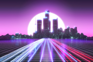 City Lights Long Exposure Synthwave 5k Wallpaper