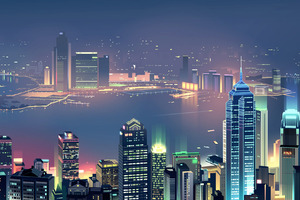 City Skyline Minimalist Wallpaper