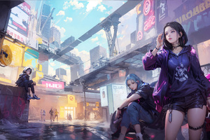 City Streets Anime Girl Wallpaper