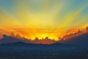 City Sunset (1360x768) Resolution Wallpaper