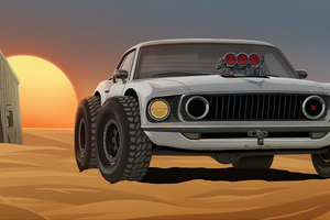 Classic Car In Desert 4k