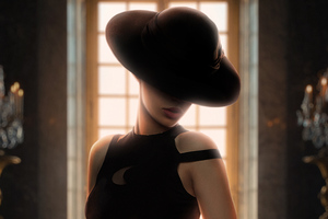 Classic Girl With Hat 4k Wallpaper