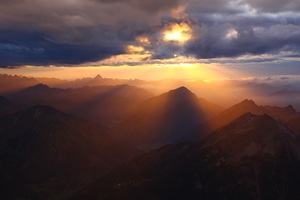 Cloud Rays Over Mountains