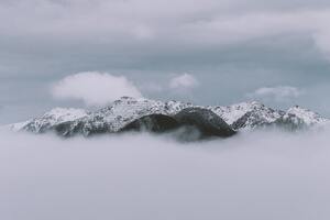 Clouds Covered Mountains 4k (1360x768) Resolution Wallpaper