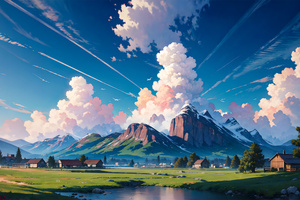 Clouds Over The Village Alpine Bliss (2048x2048) Resolution Wallpaper