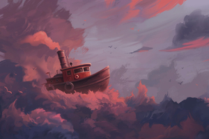 Cloudy Sea Boat Sailing (1400x1050) Resolution Wallpaper