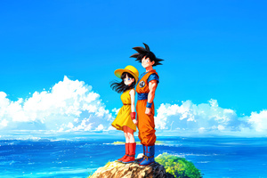 Coastal Calm With Chi Chi And Goku (1280x800) Resolution Wallpaper