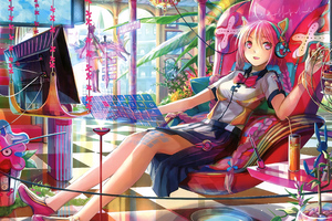 Colorful Anime Girl Chilling 4k