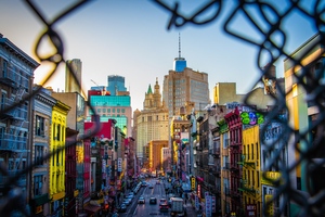 Colorful City View From Broken Fence Wall 5k Wallpaper