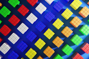 Colorful Cubes Minimal 4k