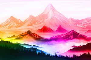 Colorful Nature Mountains Landscape Digital Art 5k Wallpaper