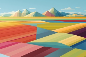 Colorful Shapes And Landscape 5k Wallpaper