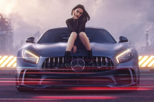 Cool Girl With Her Mercedes (1600x900) Resolution Wallpaper