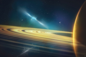 Cosmic Symphony Enchanting Planet Ring Wallpaper