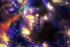 Cosmic World Of Girl (320x240) Resolution Wallpaper