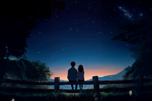 Couple Together Under Stars (3840x2400) Resolution Wallpaper