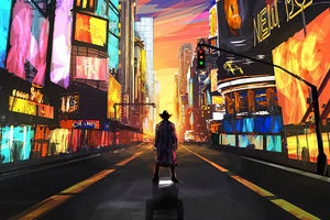 Cowboy In New York 4k Wallpaper