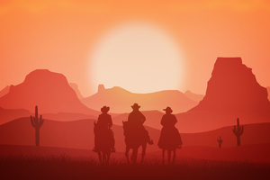 Cowboys Minimalism Landscape 4k Wallpaper