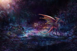 Crimson Cave Dragon 4k (2560x1080) Resolution Wallpaper