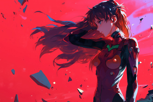 Crimson Warrior Asuka Langley Soryu In Neon Genesis Evangelion (2932x2932) Resolution Wallpaper